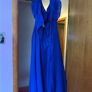 Strapless Royal Blue Evening Dress